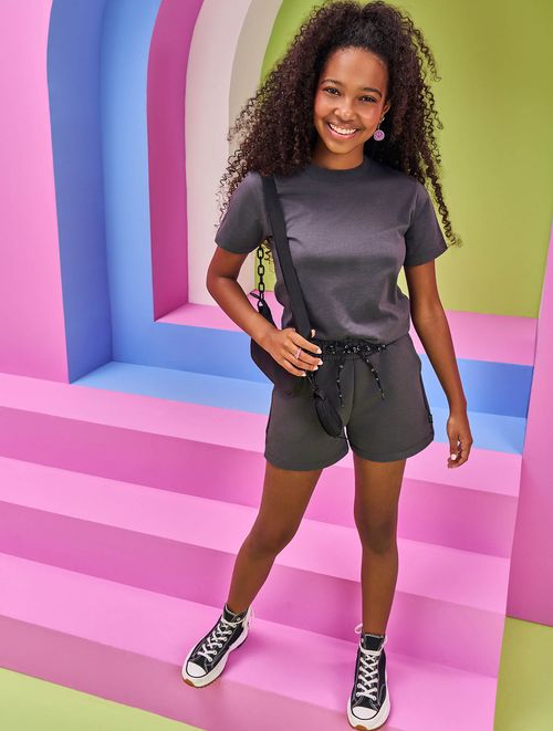 Short Teen Feminino Básico Chumbo Dway