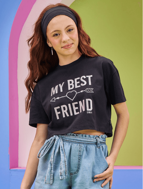 Blusa Teen Feminina My Best Friend Preta Dway