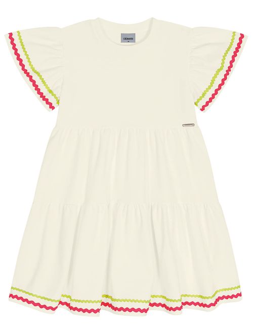 Vestido Infantil Menina Detalhe Neon Natural Catavento