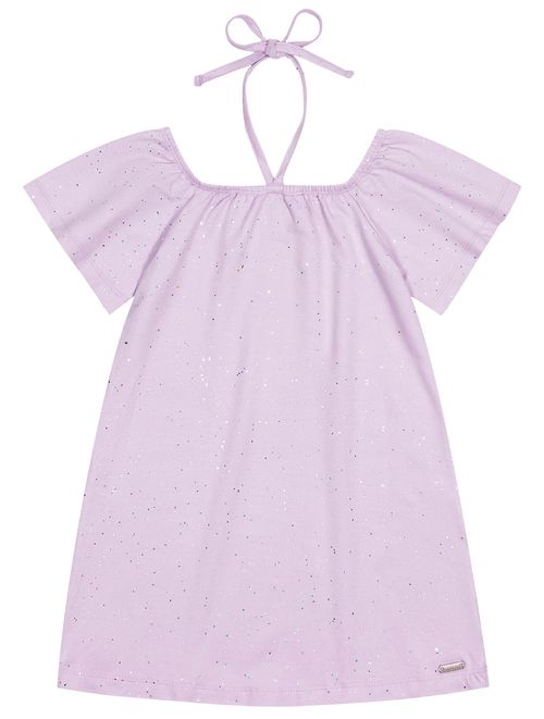 Vestido Infantil Menina Com Glitter Lilás Catavento