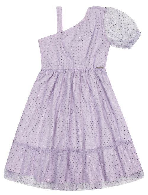 Vestido Infantil Menina Pinkmood Tule Lilás Catavento