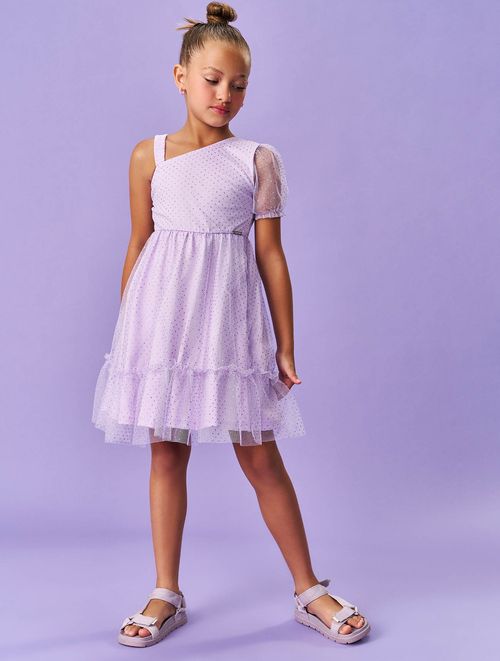 Vestido Infantil Menina Pinkmood Tule Lilás Catavento