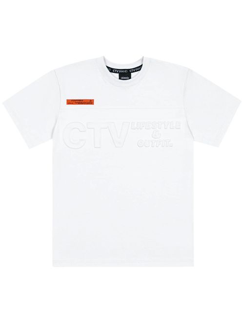 Conjunto Infantil Menino Camiseta e Bermuda Embossed  Branco e Laranja Catavento