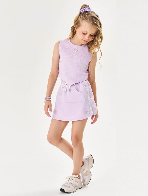 Short-Saia Infantil Menina Com Bolso Rosa Cinti