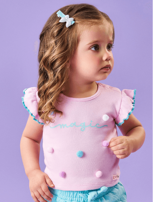 Blusa Bebê Menina Magic Com Pompom Natural Cinti