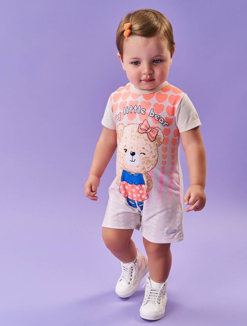 Macacão Bebê Menina Ursinha Rosa Cinti