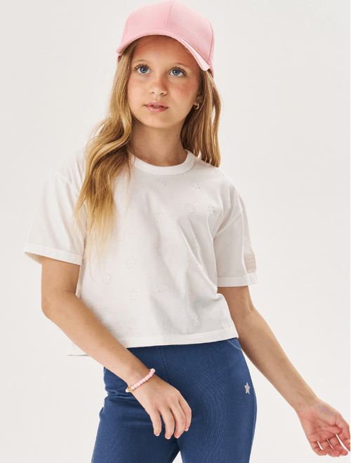 Blusa Boxy Infantil Menina Com Strass Lilás Cinti