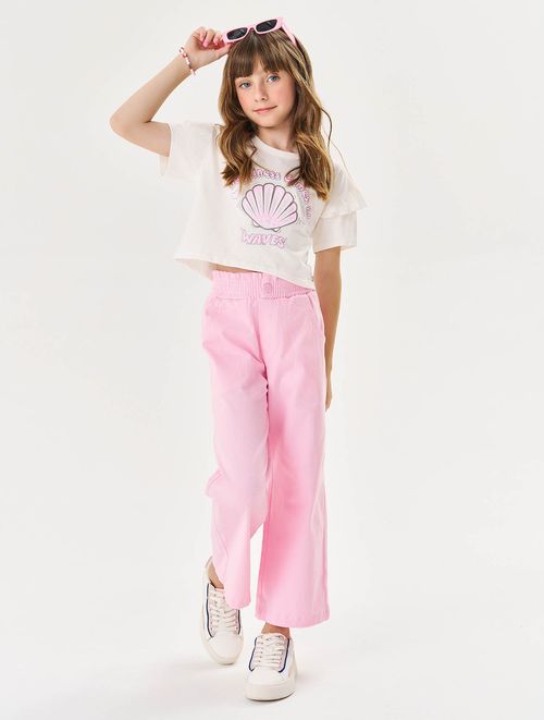 Blusa Cropped Infantil Menina Concha Lilás Cinti