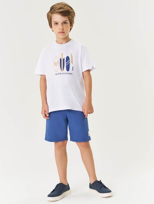 Conjunto Infantil Menino Camiseta E Bermuda Surf Verde E Mescla Divertto