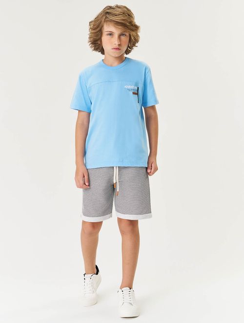 Conjunto Infantil Menino Camiseta E Bermuda Adventure Natural E Verde Divertto