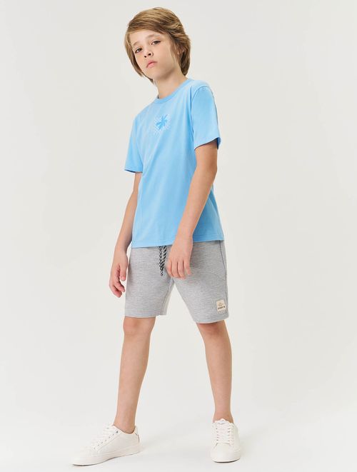 Conjunto Infantil Menino Camiseta E Bermuda Coqueiro Off White E Azul Divertto