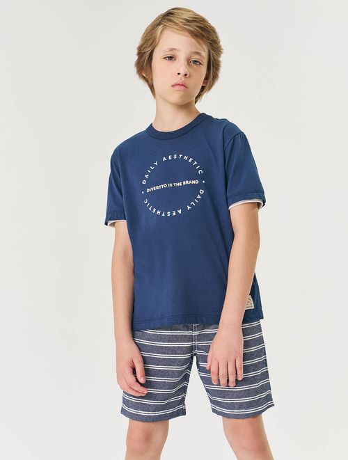 Conjunto Infantil Menino Camiseta E Bermuda Daily Aesthetic Natural E Verde Divertto