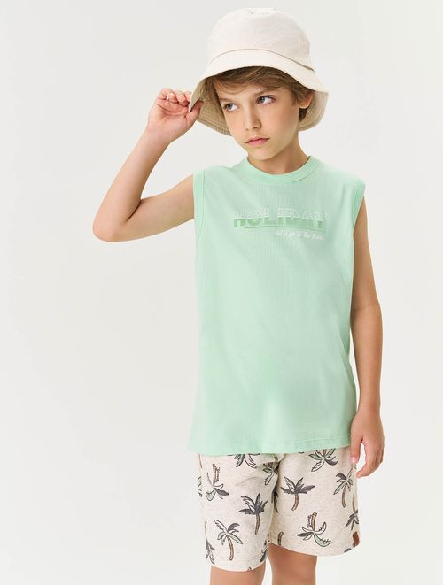 Conjunto Infantil Menino Regata E Bermuda Holiday Verde Divertto