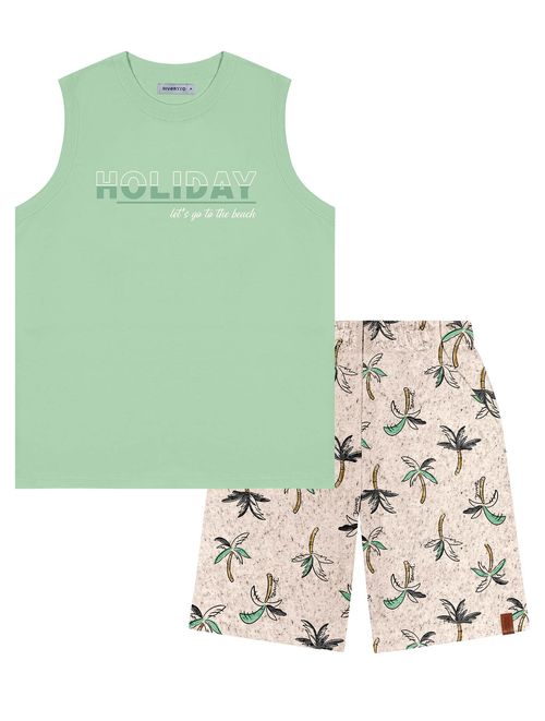 Conjunto Infantil Menino Regata E Bermuda Holiday Verde Divertto