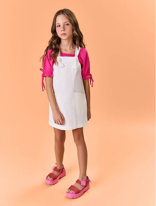 Blusa Infantil Menina Laço Rosa Catavento