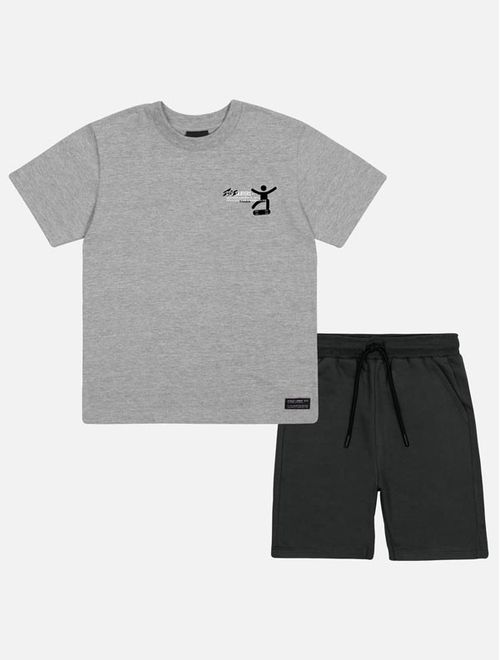 Conjunto Infantil Menino Camiseta Style E Bermuda Mescla Catavento