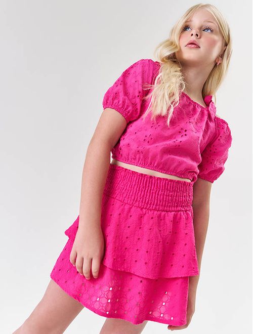 Conjunto Infantil Menina Blusa E Saia-Short Laise Rosa Catavento