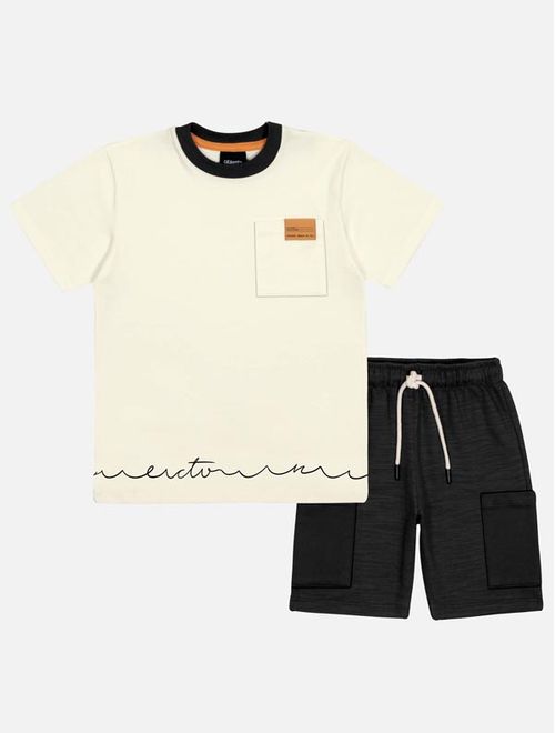 Conjunto Infantil Menino Camiseta Island E Bermuda Natural Catavento