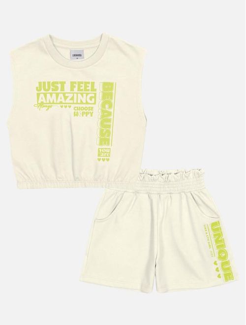 Conjunto Infantil Menina Blusa Just Feel E Short Natural Catavento