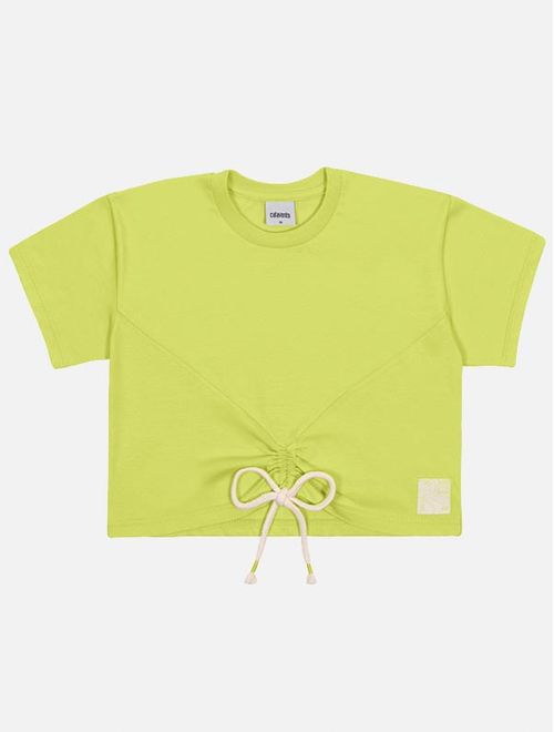 Blusa Infantil Menina Cropped Laço Verde Catavento