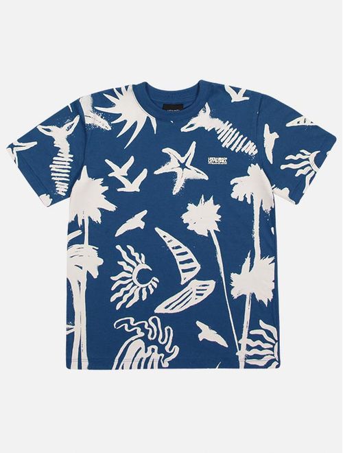 Conjunto Infantil Menino Camiseta Praia E Bermuda Azul Catavento