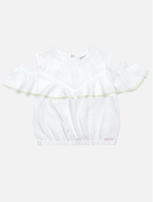 Blusa Infantil Menina Babado Branco Catavento