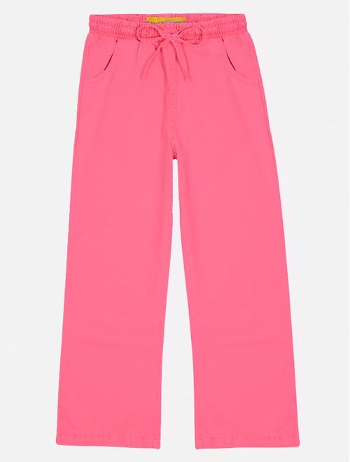 Calça Infantil Menina Wide Leg Rosa Neon Catavento