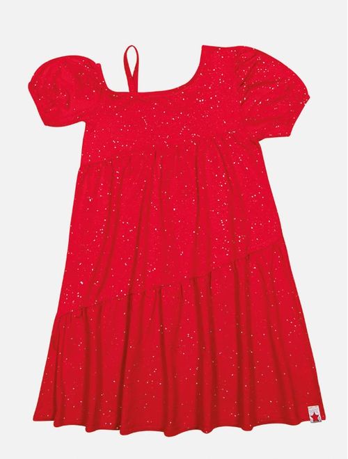 Vestido Infantil Menina Glitter Vermelho Catavento