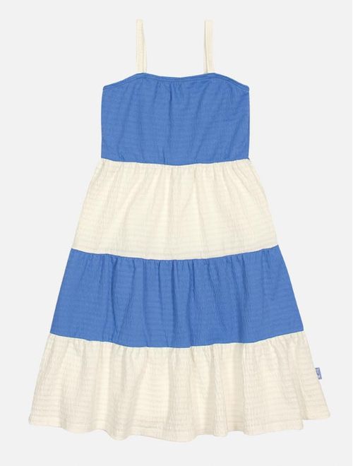 Vestido Infantil Menina Listrado Azul E Natural Catavento