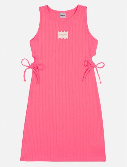 Vestido Infantil Menina Laço Rosa Neon Catavento