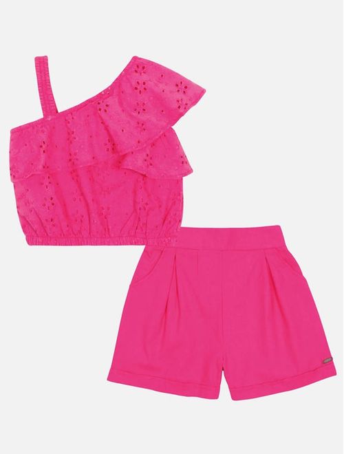 Conjunto Infantil Menina Blusa Laise E Short Rosa Catavento