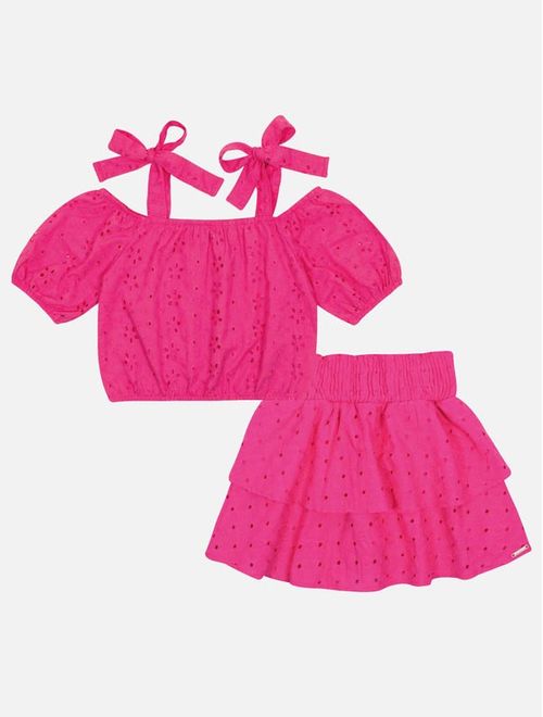 Conjunto Infantil Menina Blusa E Saia-Short Laise Rosa Catavento