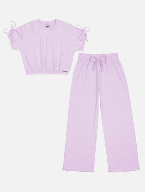 Conjunto Infantil Menina Blusa E Calça Monocromático Lilás Catavento