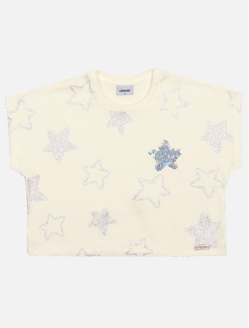 Blusa Infantil Menina Estrelas Glitter Natural Catavento