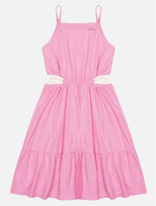 Vestido Infantil Menina Com Abertura Rosa Catavento