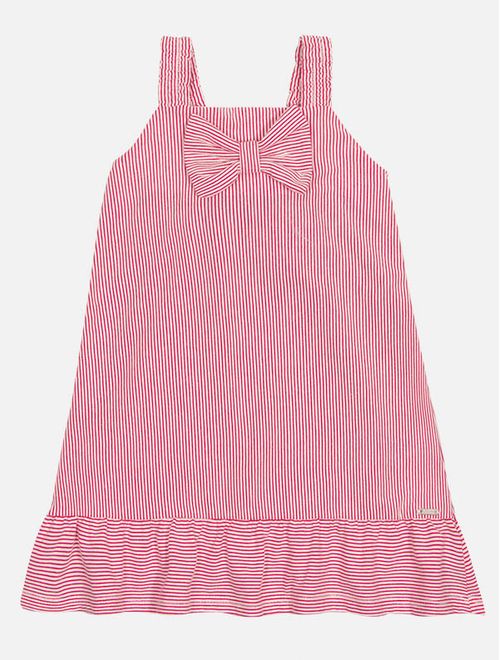 Vestido Bebê Menina Listrado Com Laço Vermelho Mundo Cinti