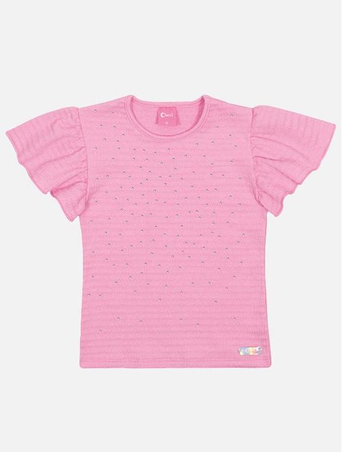 Blusa Infantil Menina Com Strass Rosa Mundo Cinti