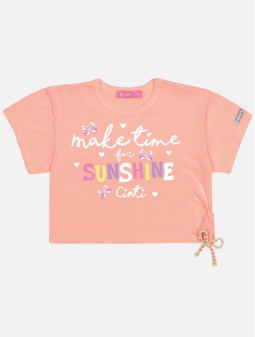 Blusa Infantil Menina Sunshine Laranja Neon Mundo Cinti