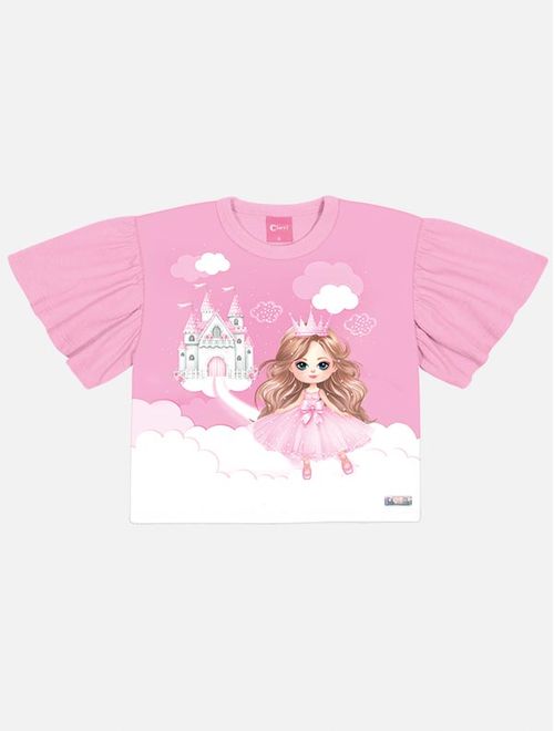 Blusa Infantil Menina Princesa Rosa Mundo Cinti