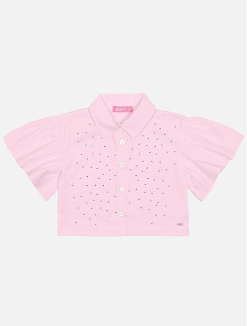 Camisa Infantil Menina Com Strass Rosa Mundo Cinti