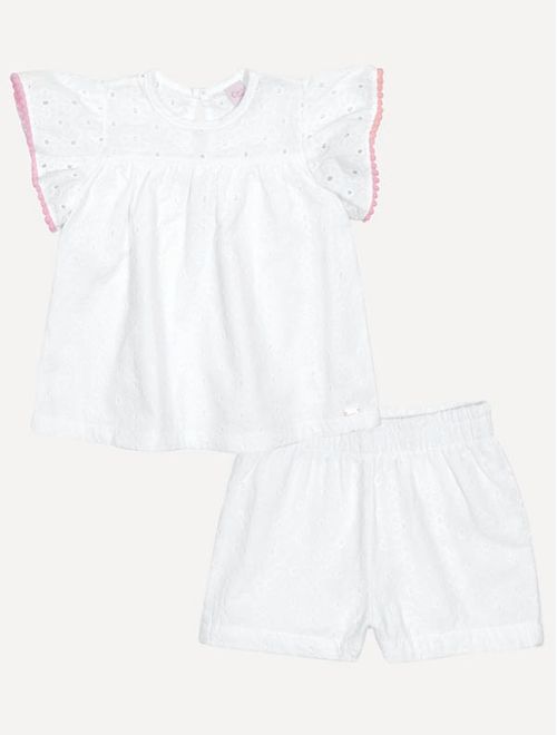 Conjunto Bebê Menina Bata E Short Laise Off White Mundo Cinti