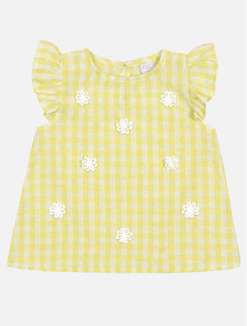 Conjunto Bebê Menina Bata Com Aplique De Flor E Short Verde Mundo Cinti