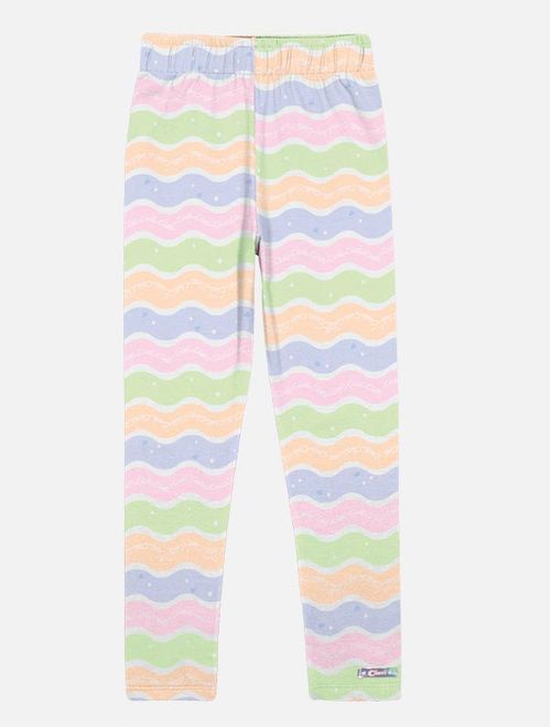 Legging Infantil Menina Total Print Arco-Íris Laranja Neon Mundo Cinti