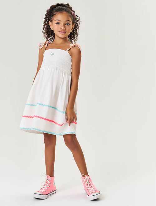 Vestido Infantil Menina Com Laço Natural Mundo Cinti