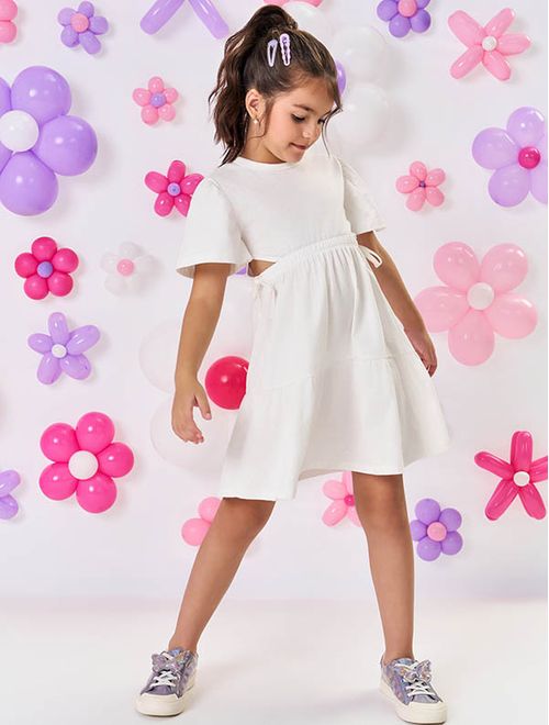 Vestido Infantil Menina Com Glitter Natural Mundo Cinti