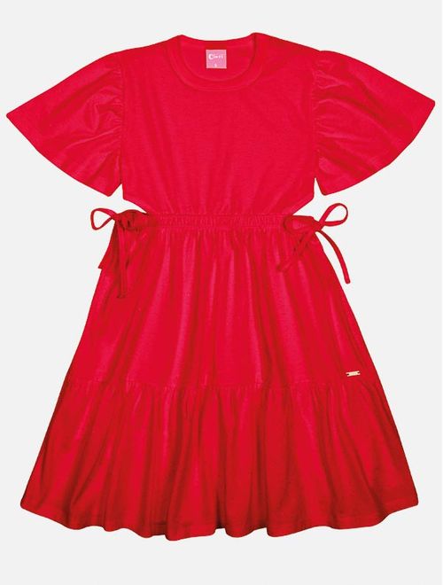 Vestido Infantil Menina Com Glitter Vermelho Mundo Cinti