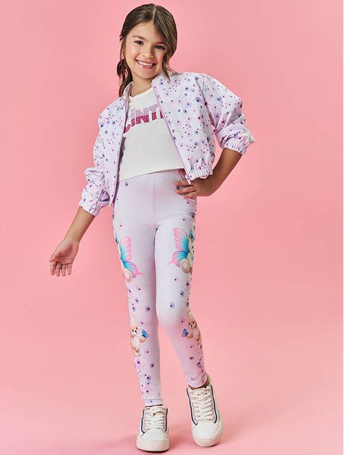 Legging Infantil Menina Total Print Azul Mundo Cinti