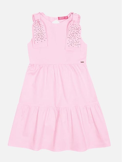 Vestido Infantil Menina Laço Com Strass Rosa Mundo Cinti