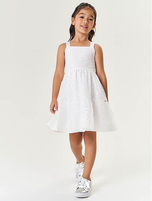 Vestido Infantil Menina Laise Floral Off White Mundo Cinti