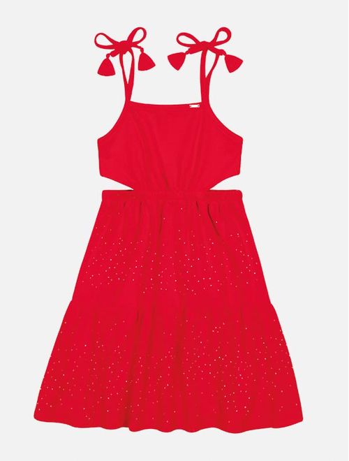 Vestido Infantil Menina Com Strass Vermelho Mundo Cinti